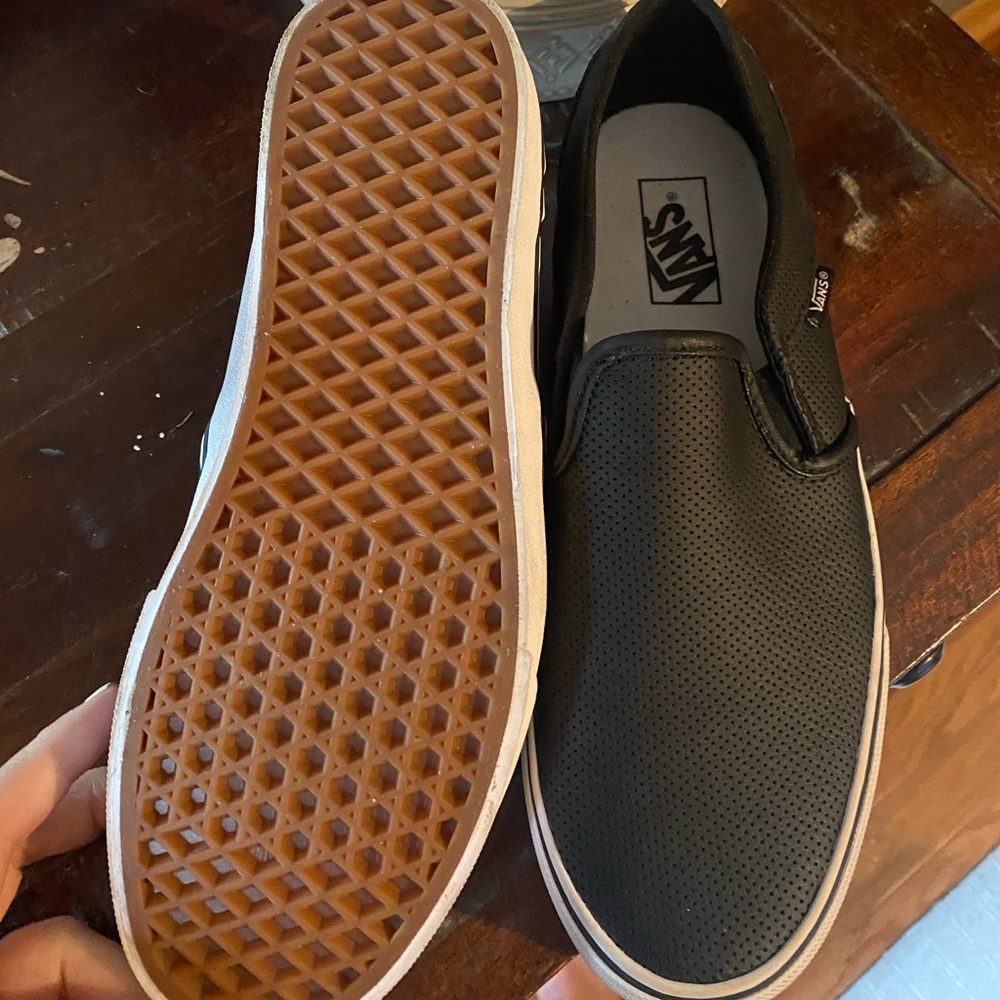 Brand new black leather vans.